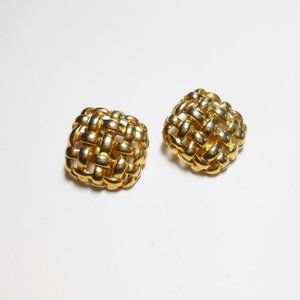 Signed Givenchy Gold Tone Woven Earrings